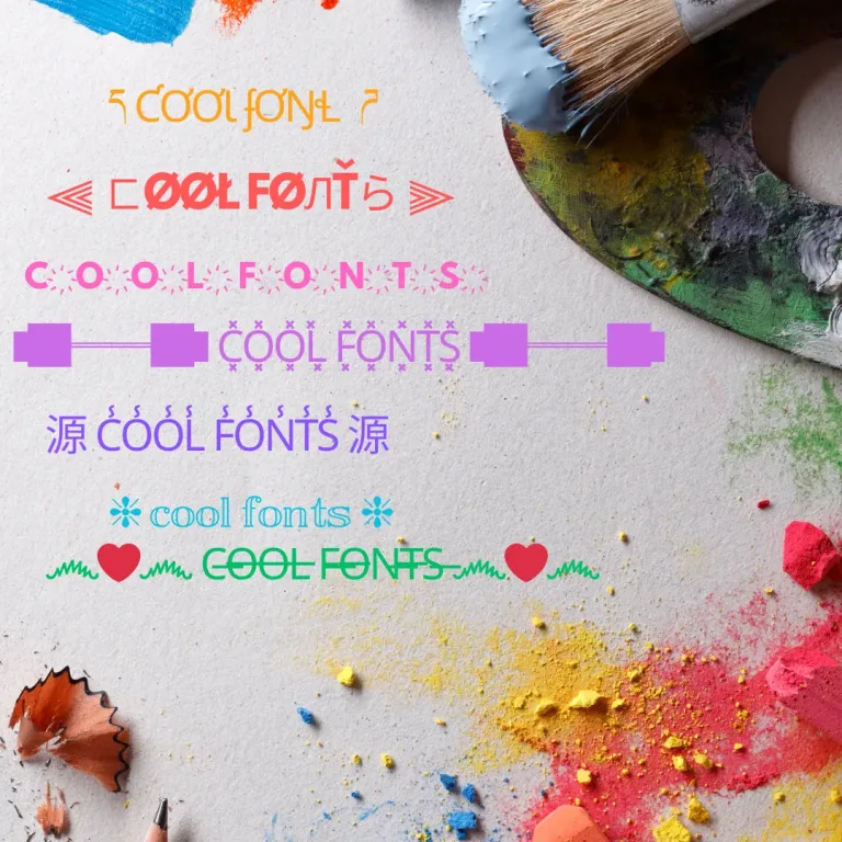 Cool fonts showcase with multiple Unicode text styles - cursive, bold, gothic, bubble, and decorated fonts
