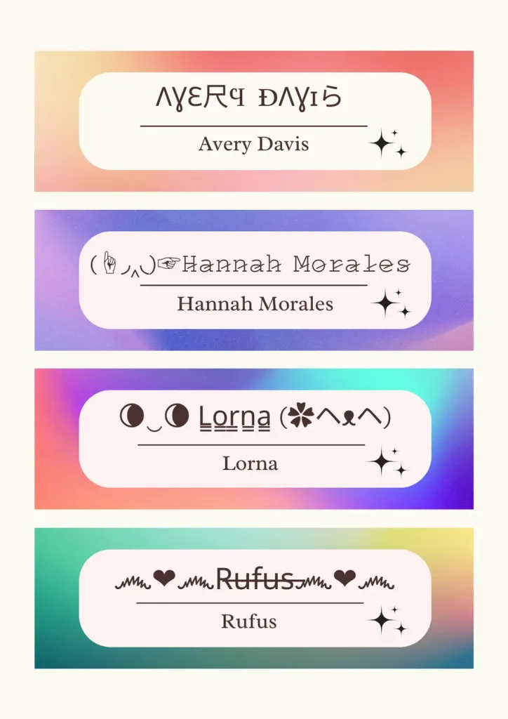 Cool symbols and fancy text names with decorative borders for gaming and social media profiles